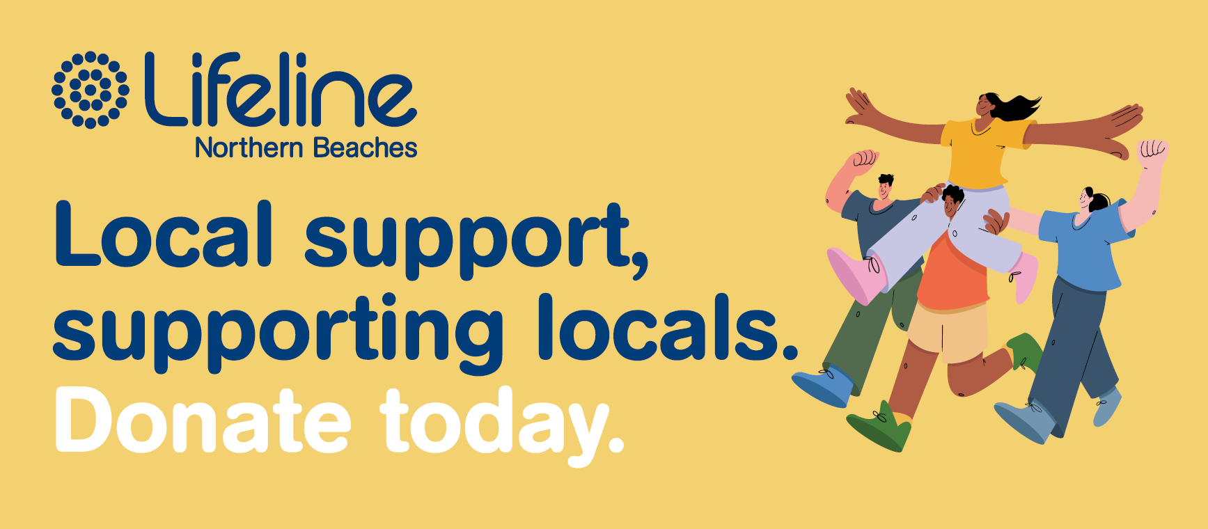 2024 Annual Appeal eDM 1 Header Illustrated image demonstrating the message local support, supporting locals for Annual Appeal
